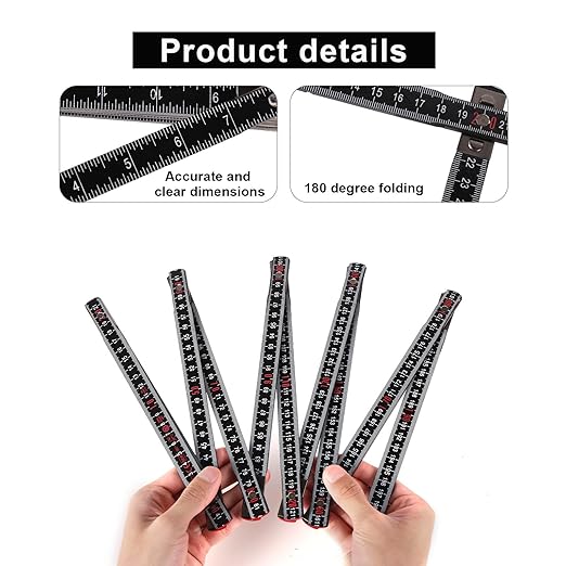 Oil Tank Measuring Stick, 10 Fold 78" Solid Wood Folding Fuel Gauge Stick Ruler for Deep Storage Tanks (Black)