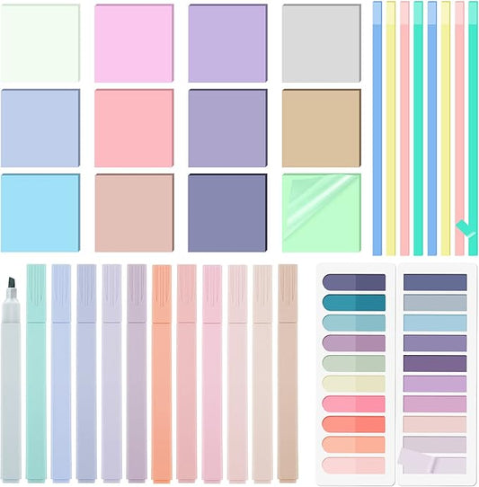 1160 Sheets Pastel Transparent Sticky Notes, 3 x 3 Inch Clear Sticky Note Waterproof See Through Memo Pad, Translucent Writable Index Tabs for Annotating Books, Study Stationary Graduation Supplies
