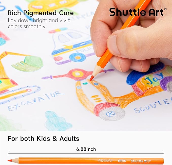 Shuttle Art 144 PCS Colored Pencils Bulk, 12 Assorted Colors, Pack of 12, Break-Resistant, Pre-sharpened Colored Pencils for Kids, Bulk Pack School Supplies for Teachers & Students