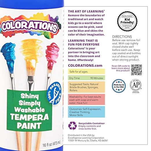 Colorations Simply Shiny Washable Tempera, Orange - 16 oz.