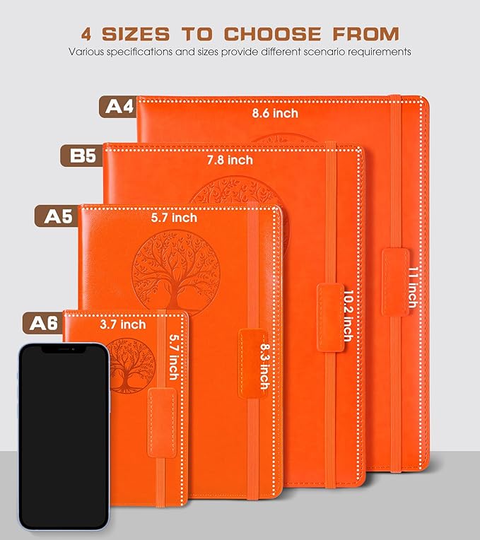 Lined Journal Notebook for Women Men,256 Thick Pages,A5 Hardcover Vintage Leather Journal for Writing,Travel,Business,Work, School,College Ruled Notebooks for Note Taking,Daily Diary 5.7"×8.3"