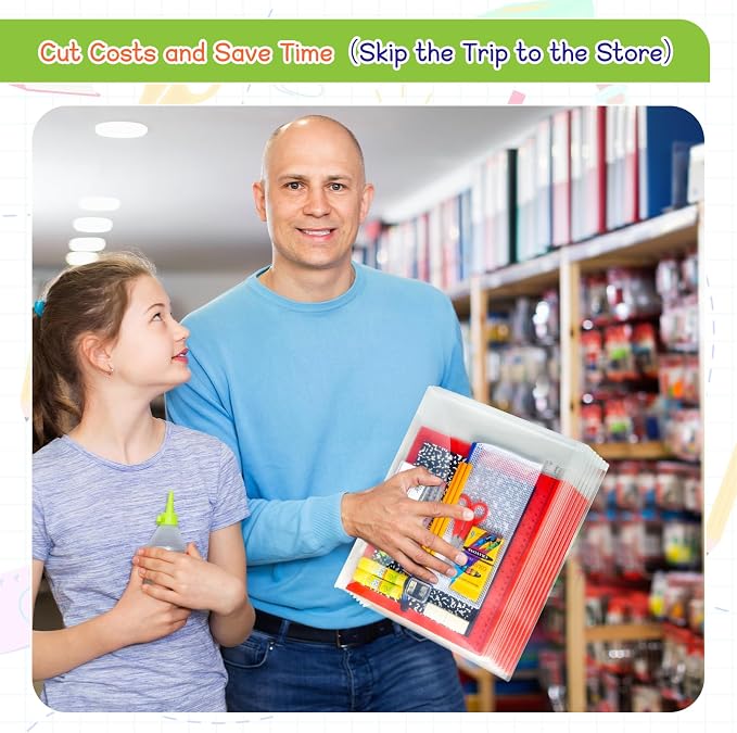 AmazingSpark 24 Sets Back to School Supplies Kit for Students Grade 7-12 Donation Kits Back to School Supplies Bundle Essentials Includes Folder Highlighters Crayons Notebooks Scissors and More