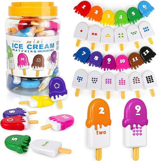 USATDD Numbers Learning Toys Number Popsicles Matching Toy Learning Numbers & Patterns Preschool Learning Activities Montessori Toys for Kids