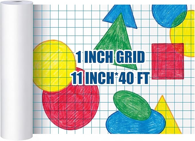 Jetec 1 Roll Large Grid Graph Paper Roll 1'' Grid 11 Inch x 39ft Sewing Pattern Paper for Back to School Classroom Teaching Drafting Supplies Kids Students Gifts