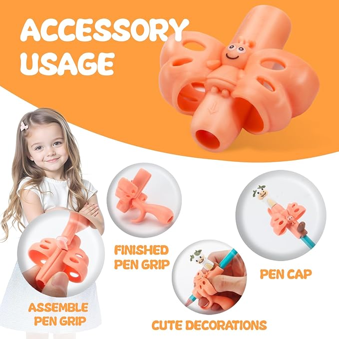 18 Pack Pencil Grips for Kids Handwriting Preschool Pencil Grip Holding Trainer Grippers Pen Grip Writing Tool for Kids Toddler Children, Fits Pencils, Pens, Crayons (Orange-red)
