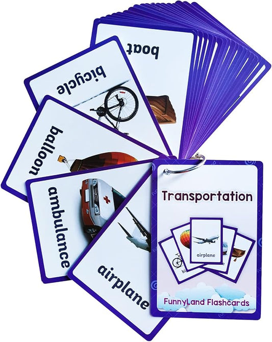 Lilias Transportation Flash Cards, Toddler Learning Toys, Preschool Learning Toys, Homeschool Supplies, Learning Supplies for Kindergarten, 4.3 X 3.14 Inch, 22 Cards in Set,WC011