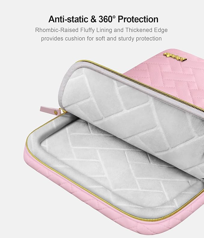 Lacdo 360° Protective 14 Inch Laptop Sleeve Case for HP Lenovo Dell ASUS Chromebook 14 / HP Pavilion Stream 14 / Dell Inspiron 14 / Lenovo IdeaPad 14 / Aspire/ASUS ZenBook Computer Bag, Sakura Pink