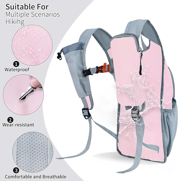 Small Hiking Backpack Packable Lightweight for Women Men | 10L/15L, Hiking Daypack, Foldable, Water Resistan, Ultralight, with Phone Pocket, Travel, Outdoor, Walking