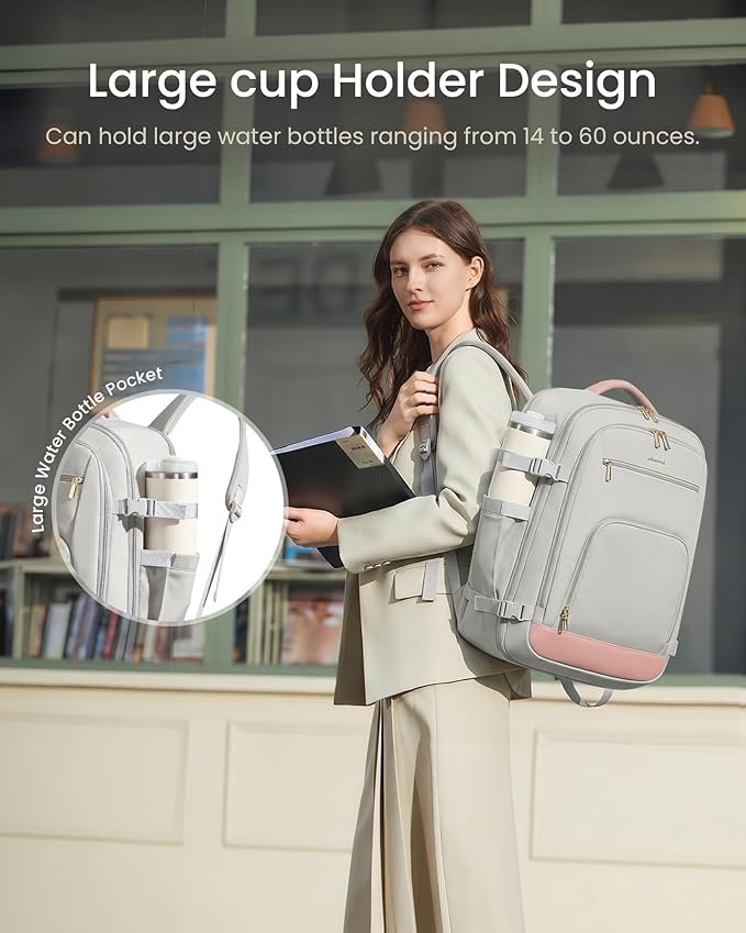 LOVEVOOK Travel Backpack for Women, 50L Carry On Backpack Flight Approved with Garment Bag, TSA Personal Item Travel Bag Fit 17 Inch Laptop, Business Weekender Waterproof Daypack With 2 Cubes, Black
