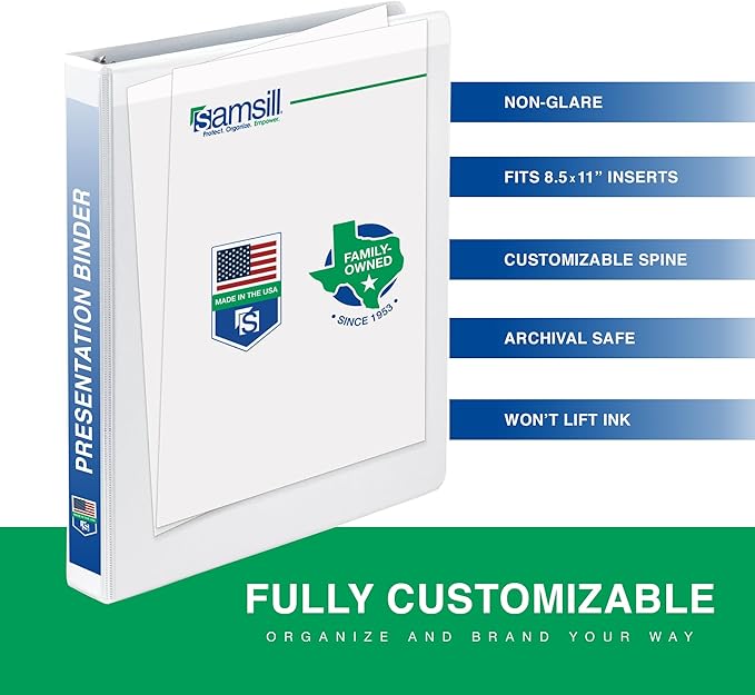 Samsill 1.5 Inch 3 Ring Binders, Economy Round Ring, Clear View Cover, 325 Sheet Capacity - for School, Home, Office - White, 12 Pack