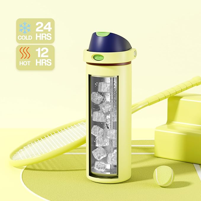 POWCAN 24 oz Insulated Stainless Steel Water Bottle: 2-in-1 Push-Button Spout & Quick-Flip Straw, Leakproof, Cold 24Hrs, Lockable, Fits Car Cup Holder, Ideal for Travel, Sports, Gift (Infinity Beam)