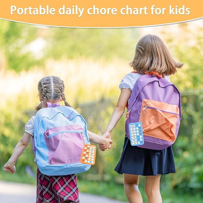 6 Pcs Portable Visual Schedule Keychain Checklist for Kids with Planning Sticker, Reminder Board Chore Chart ADHD Tools for Kids Adults for Daily Task Weekly Planning Memo Checklist Boards