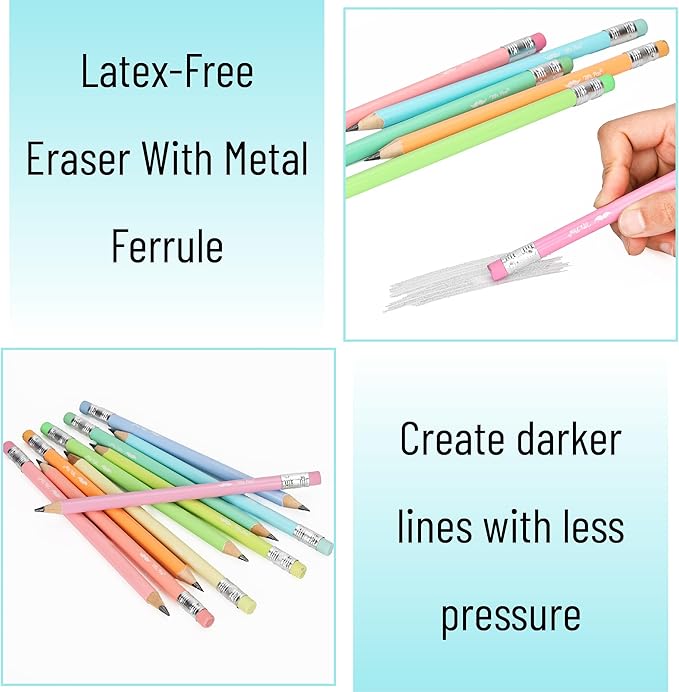 Mr. Pen- Jumbo Pencils, 60 pcs, Preschool Pencils, Large Pencil, Pastel Barrels and Black 2 HB Graphite Cores, Smooth Lead, Latex-Free Eraser Top with Metal Ferrule