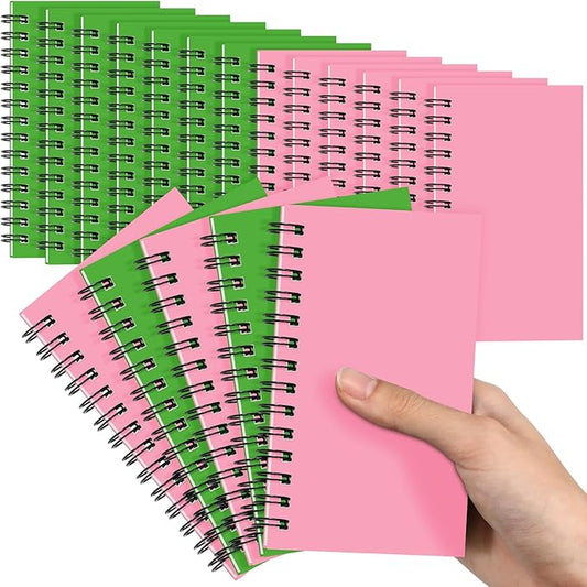 Jutom 18 Pcs Small Spiral Notebooks Memo Pads 3x5 Bulk Small Pocket Notebooks Mini Notepads with Lined Pages Mini Journals for Office School Work Supplies, 120 Pages (Pink Green)