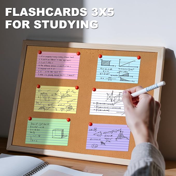 300 Count Note Cards 3x5 Index Cards Lined Colorful Notecards Bulk Flashcards for Studying 3 x 5 Index Cards Ruled Notecards Multicolored Flash Cards for Notes Office School, 6 Pack of 50 Sheets