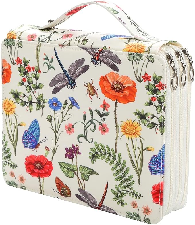 Portable Colored 120 Slots Pencil case Organizer with Printing Pattern for Watercolor Pencils, Pencil Case Organizer for Artist