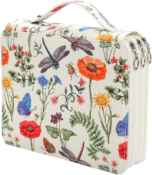 Portable Colored 120 Slots Pencil case Organizer with Printing Pattern for Watercolor Pencils, Pencil Case Organizer for Artist