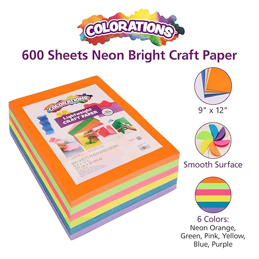 Colorations Neon Lightweight Craft Paper - 600 Sheets