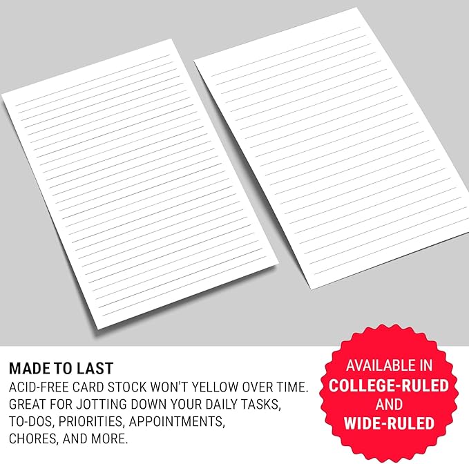 321Done Lined Notepad & Memo Pad, College-ruled Writing Pads - 50 Tear-Off Sheets, 5.5x8.5 Notepads, Note Pads, Note Paper, Scratch Pad, Plain White 70 lb Paper, Chipboard Backing, Made in USA