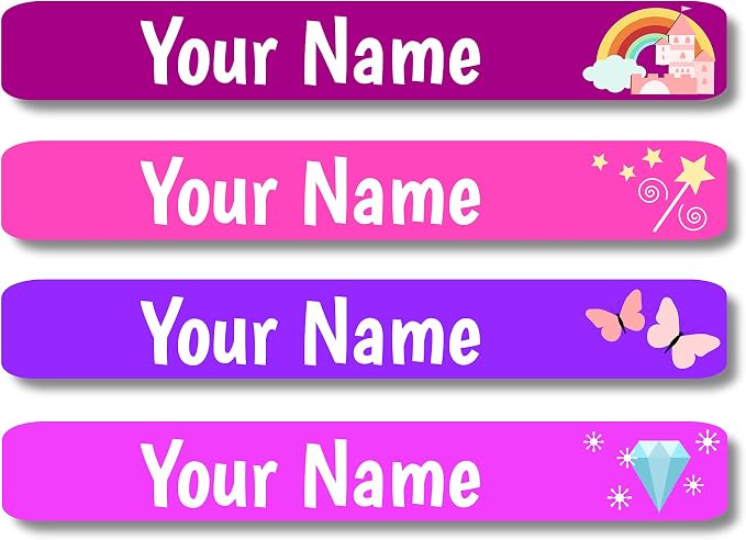 Lovable Labels Personalized Labels for Kids (120 Labels) - Waterproof Dishwasher Safe Peel and Stick Labels are Great for School Supplies Daycare Camp Bottles (Peace and Unicorn)