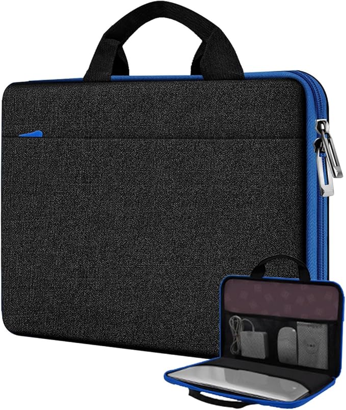 Hseok Laptop Case 13.3-14 inch Sleeve, TSA Computer Handbag Water-Resistant and Shockproof Bag Compatible with MacBook Pro/Neo 14", Mac Air/Pro 13.3" and 13"-14" Notebooks Chromebooks,Black-Blue