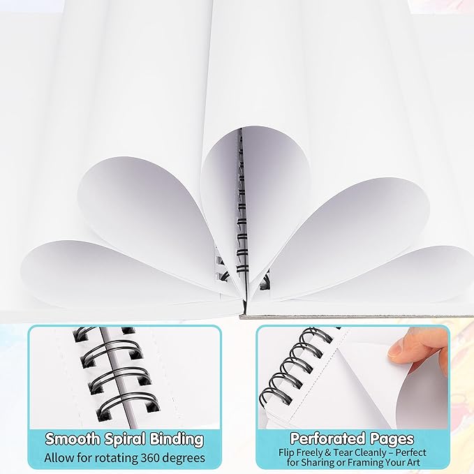 FIXSMITH 9"X12" Blue Sketch Book, 100 Sheets (68 lb/100gsm) Spiral Sketchbook, Acid Free Drawing Paper, Sketch Pad for Beginners,Artists & Professionals, Bright White