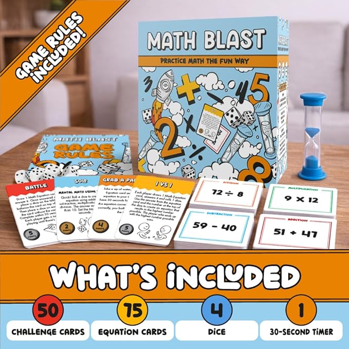 Math Blast! Cool Math Games for Kids 8-12 - Fun Educational Mental Math Game for Home & Classroom - Practice Math the Fun Way