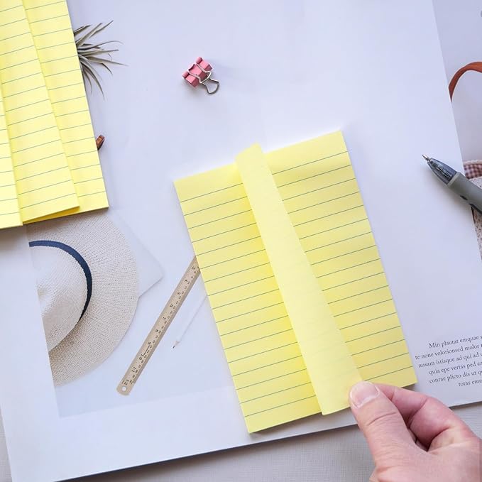 9 Pack Lined Sticky Notes 4x6 in Post, Yellow Large Notepads with Lines, Strong Adhesive, Self-Stick Pads for Office, Home, School