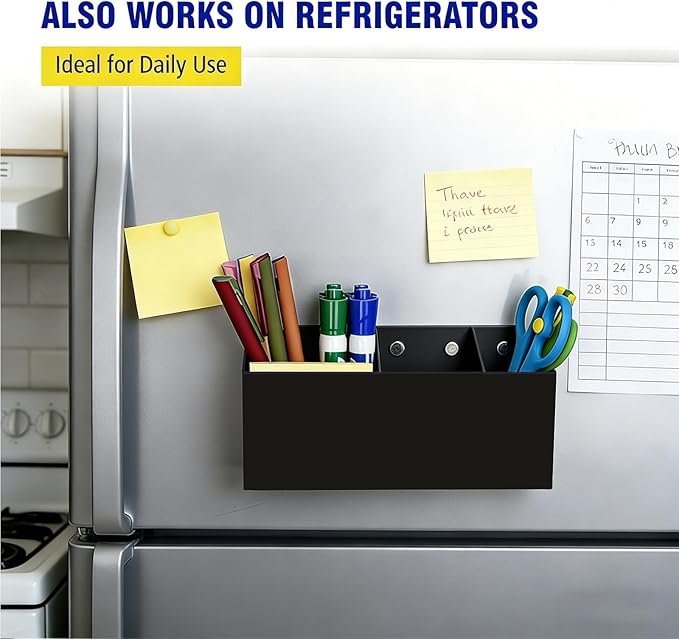 Magnetic Dry Erase Marker Holder for Whiteboard, Anti-slip Magnet Pen Holder for Fridge Refrigeator, Acrylic Pencil Holder for Classroom Teacher, Office Accessories, Locker Organizer(Black)