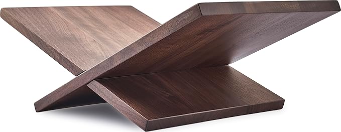 Honygebia Solid Wood Book Stands - Cross Frame Walnut Wooden Book Holder, Open Bookstand for Display and Reading, Suitable for Art, Bible, Cookbook, Easel, Magazine, Textbooks