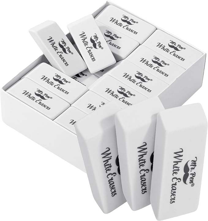 Mr. Pen- White Pencil Erasers Bulk, 36 Pack