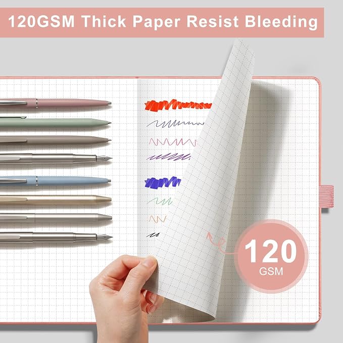 AHGXG Graph Grid Paper Notebook, 160 Pages, A5 Medium Size (5.7'' x 8.3'')