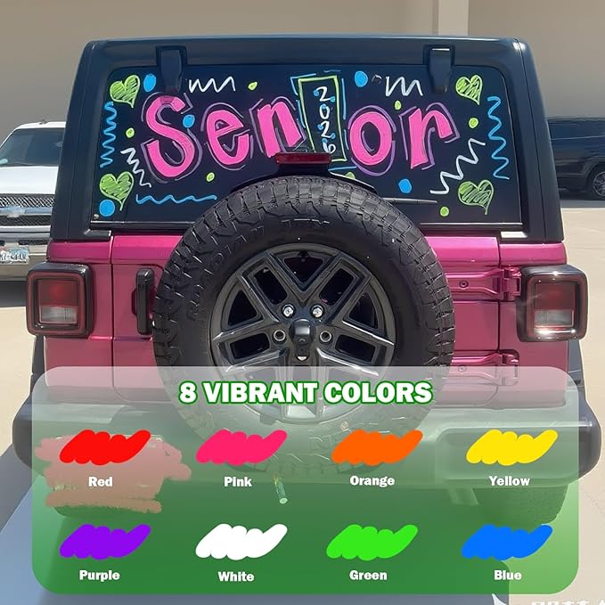 Window Chalk Markers for Glass Washable, 8 Colors Jumbo Liquid Chalk Marker Thick with 7mm 3 in 1 Nib Wide Tip, Big Chalkboard Markers Car Paint Pen for Acrylic Board LED Board, Auto, Mirror, Poster