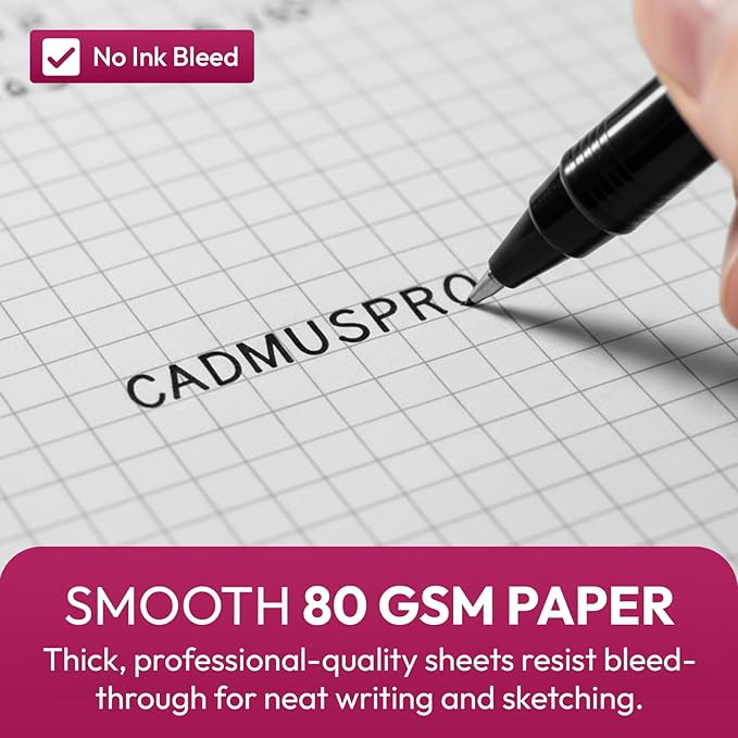 Top Desk Graph Paper Pad 22x17 Inch, 2 Pack 100 Sheets, Double-Sided 80 GSM Large Quadrille Grid Paper for Drafting, Design and Architecture