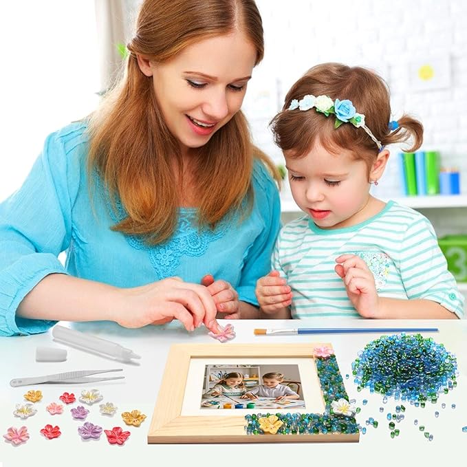 DIY Mosaic Picture Frame Craft Kit for Kids - Creative Arts & Crafts Glass Pebbles Activity for Girls & Boys, Decorate Your Own Photo Frame, Perfect Birthday & Christmas Gift for Kids Ages 6-12