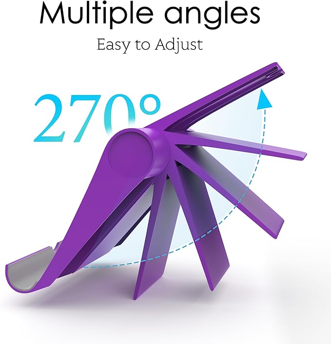 Cell Phone Stand for Desk, Foldable and Adjustable Multi-Angle Holder Dock, Universal Compatibility for Most Phone and Tablet, Portable and Sturdy Design for Office and Home (Purple)