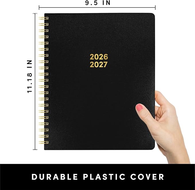 PAPERAGE Academic Planner, Weekly & Monthly Planner & Calendar, 12-Months, July 2026 - June 2027, (9.5" x 11"), School & Student Planning Agenda with Tabs, Bonus Pages & Inner Pocket, Black