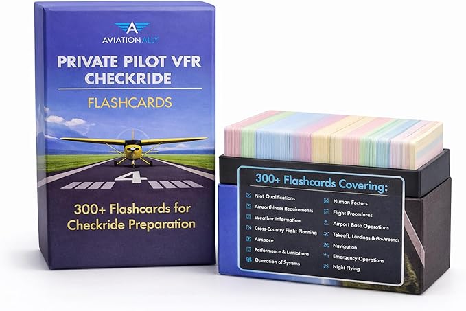 Private Pilot VFR Flashcards for Checkride & Oral Exam | 300+ VFR Study Cards Covering FAA Aviation Topics, Airspace, Weather, Charts, Systems & More | Ideal for Student Pilots