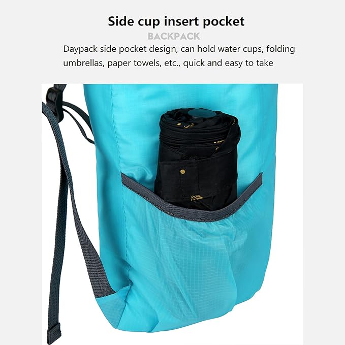 levayhill 16L Lightweight Foldable Hiking-Backpack Small Packable-Daypack For Travel,Ultralight Water-Resistant Gym Bag Men Women Easy Carry-on (Blue)