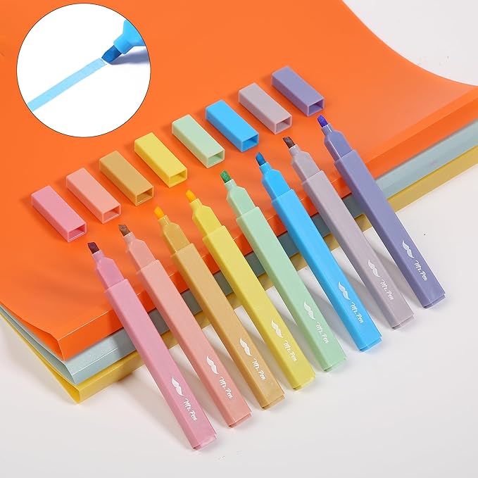 Mr. Pen- Aesthetic Highlighters No Bleed, 8 Pack, Assorted Colors, Chisel Tip, Cute Highlighters Assorted Colors for Journaling, Highlighting, Underlining, Fast Dry, Back to School Supplies