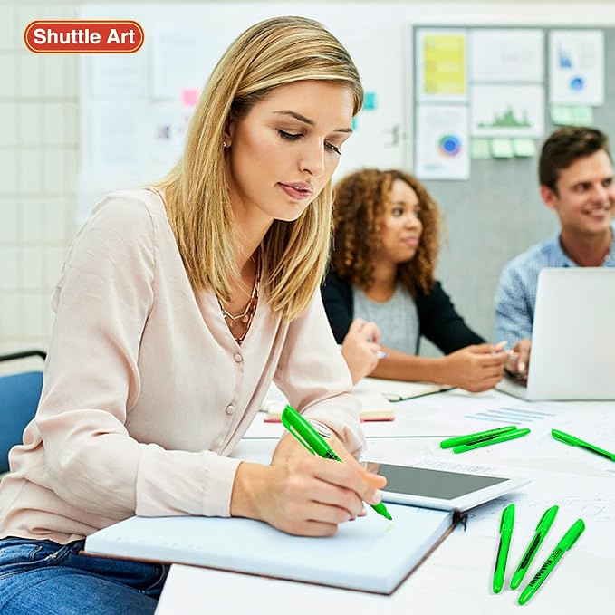 Shuttle Art Highlighters, 30 Pack Green Highlighter Pens Bright Colors, Chisel Tip Dry-Quickly Non-Toxic Highlighter Markers for Adults Teachers Students Highlighting in Home School Office