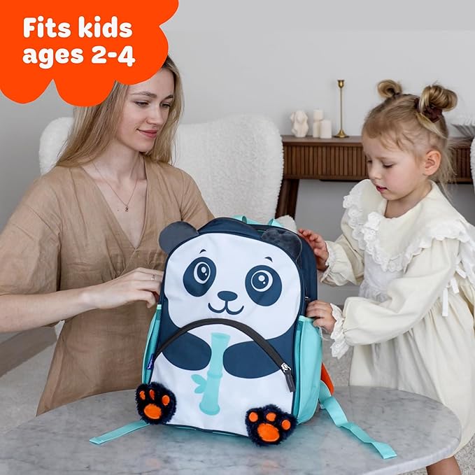 Move2Play, Panda Toddler Backpack | Toddler Size | Back to School | Preschool Backpacks For Kids | Kindergarten Book Bag | Small, Little, Mini Size | Designed for Boys & Girls Ages 2, 3-5+ Year Olds