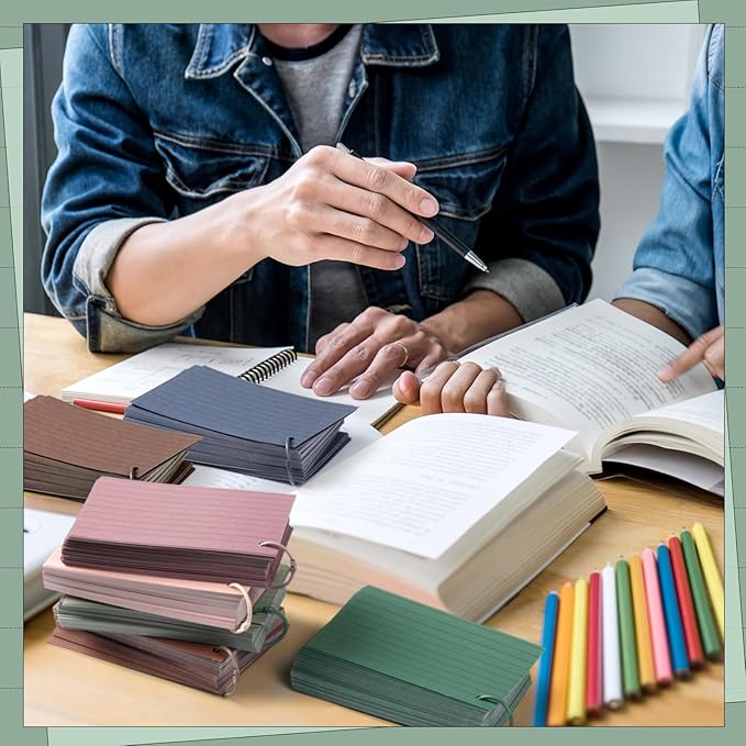 Ctosree 1440 Pcs Back to School Gifts Colored Index Cards with Binder Ring Ruled Flash Cards 12 Color Lined Note 56lb Cover for Studying Memory Office School(3 x 5 Inch,Novel Color)