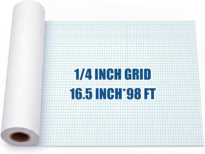 Jetec 1 Roll Large Grid Graph Paper Roll 1/4'' Grid 16.5 Inch x 98ft Engineering Drafting Paper for Blueprint School Classroom Graphing Supplies Engineer Architect Designer Mathematician Gifts
