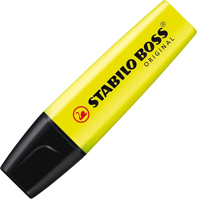 STABILO - BOSS ORIGINAL - Highlighter - Pack of 4 - Yellow, Orange, Green, Pink