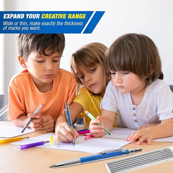 Leda Art 2.0 mm Mechanical Drafting Pencil Set with 12 Lead Refills & Sharpener – Best Mechanical Pencil for Drawing, Sketching & Mixed Media Art