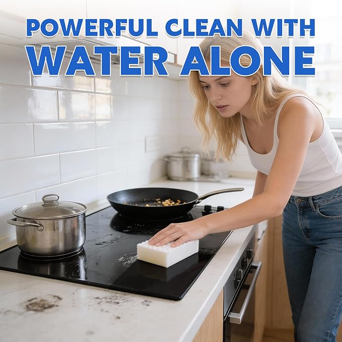 Glass Cooktop Cleaner Sponge, 2X Density Magic Sponge Eraser, 10 Pack
