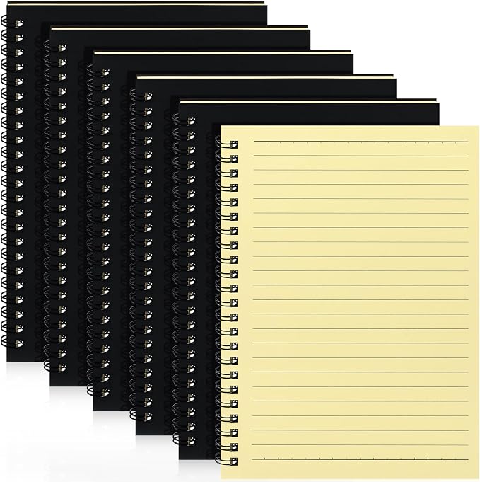 Yahenda 6 Pcs Spiral Notebooks, 1 Subject, Wide Ruled, Yellow Inner Pages