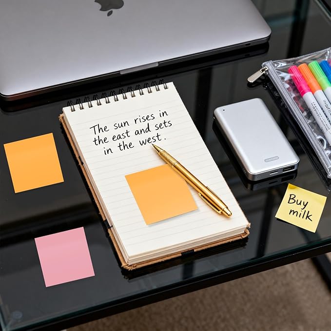 8 Pack of 3x3 Inch Sticky Notes Self-Stick Memo Pads - 480 Sheets in Total! Great for Home, Office & School