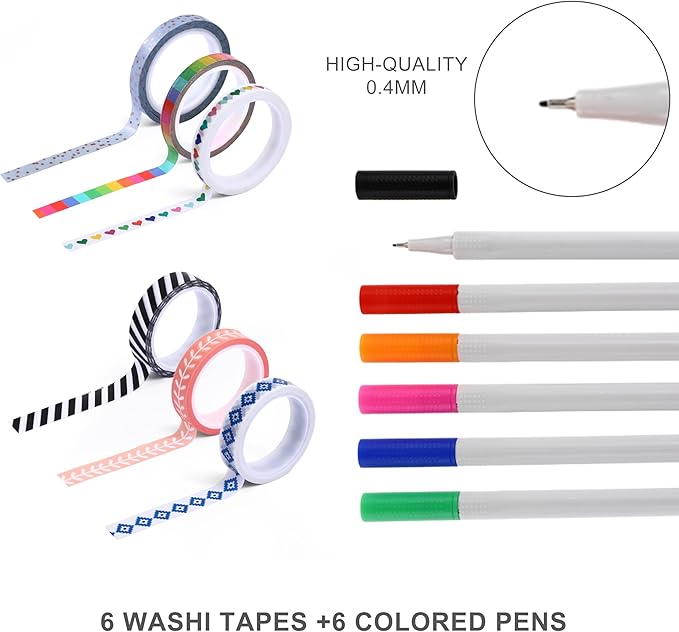 &And Per Se Dotted Journal Supplies – Journal Kit with Dotted Notebook, Stencils, Stickers, Washi Tapes & Colored Pens for Beginners (Light Apricot)
